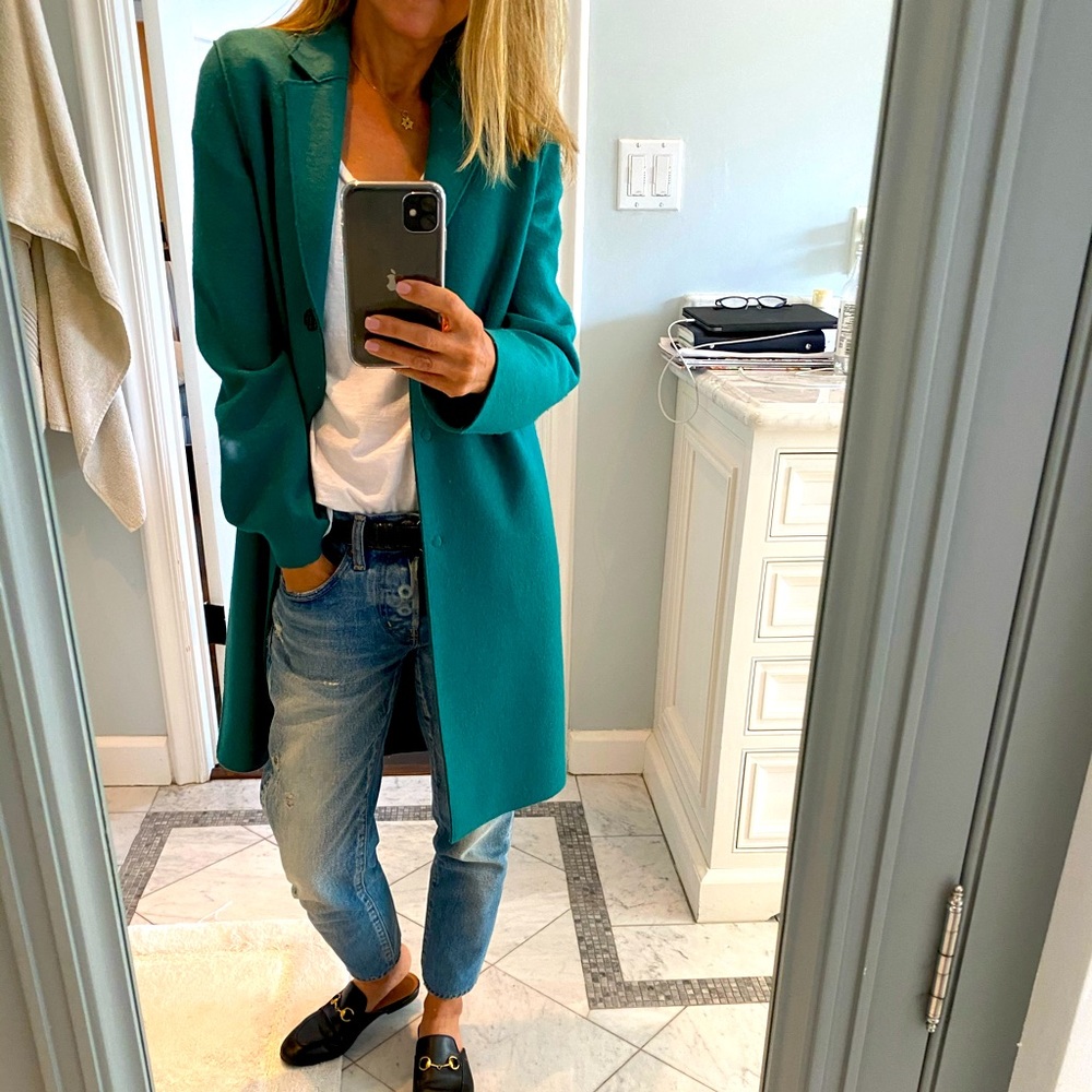 Kelly green 3/4 coat by Harris Wharf London